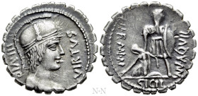 MN. AQUILIUS MN.F. MN.N. Serrate Denarius (65 BC). Rome