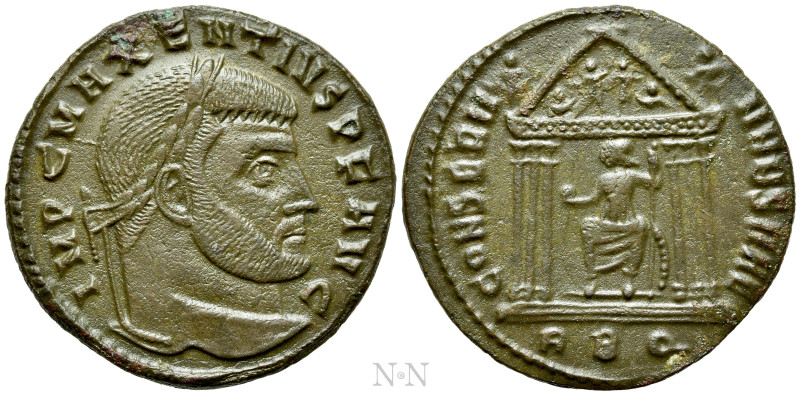 MAXENTIUS (307-312). Follis. Rome. 

Obv: IMP C MAXENTIVS P F AVG. 
Laureate ...