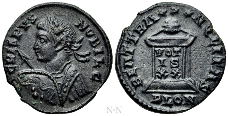 CRISPUS (Caesar, 316-326). Follis. Londinium. 

Obv: CRISPVS NOBIL C. 
Laurea...