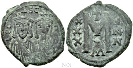 LEO V THE ARMENIAN with CONSTANTINE (813-820). Follis. Constantinople