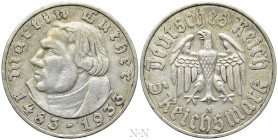 GERMANY. 5 Reichsmark (1933-A). Berlin 450th Anniversary of Birth of Martin Luther
