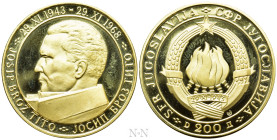 YUGOSLAVIA. Socialist Federal Republic (1963-1992). Proof GOLD 200 Dinara (1968). 25th Anniversary of the Republic