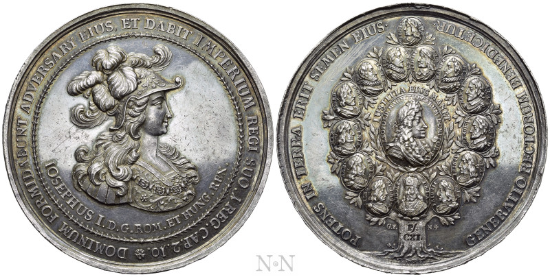 HOLY ROMAN EMPIRE. Leopold I (1657-1705). Silver Medal (1690). Coronation of fut...