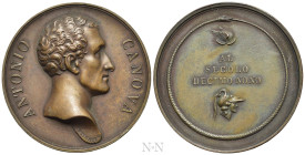 ITALY. Antonio Canova (1757-1822). Bronze Laudatory Medal (1817). By F. Putinati