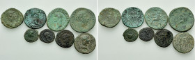 8 Roman Coins; Caligula, Hadrian etc