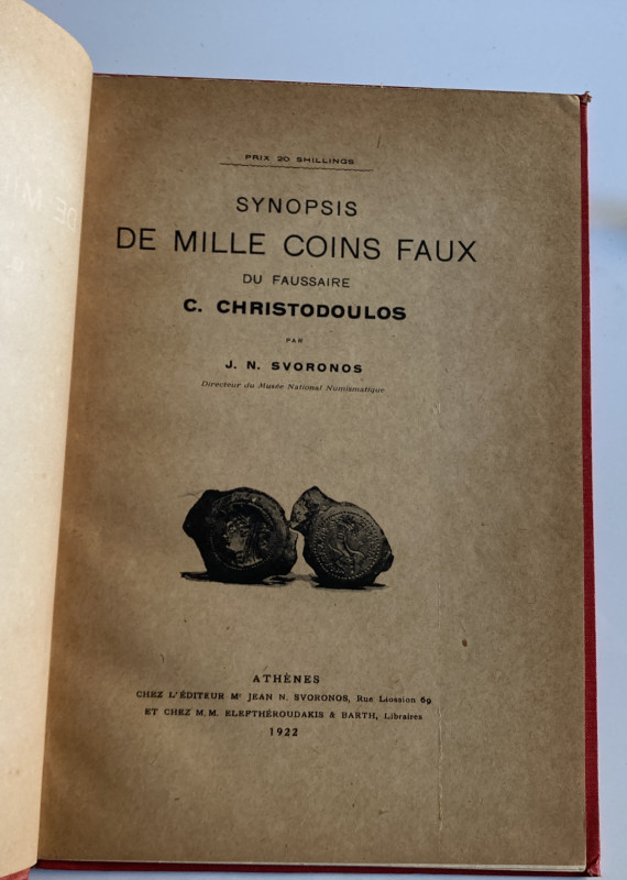 Christodoulos C. Synopsis de Mille Coins Faux du Faussaire. Athenes 1922. Cloth ...