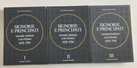 Morosini Ravegnani M. 3 voll. Signorie e Principati Monete Italiane con ritratto 1450-1796. R.S.M 1984. Cloth with title on spine and cover.I Vol. pp....