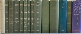 Roman Imperial Coinage Mattingly H. Sydenham E. Complete Set Voll. XIV. Vol. 1 da Augustus to Vitellius. London 1968. Cloth with gilt title on spine a...
