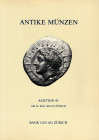 BANK LEU AG. – Auktion 45. Zurich, 26 – Mai, 1988. Antike munzen, kelten, griechen, romer, byzantiner. Pp.84, lots. 421, plates. 26 + 16 enlargements....