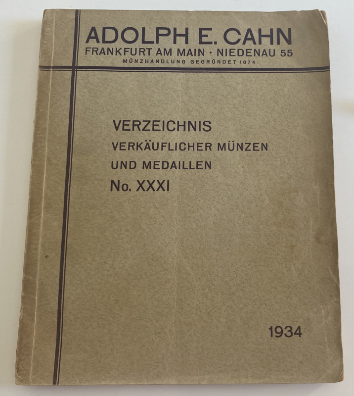 Cahn A.E. No. XXXI. Fix price list. Verzeichnis Verkauflicher. Munzen und Medail...