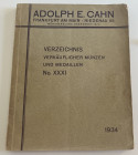 Cahn A.E. No. XXXI. Fix price list. Verzeichnis Verkauflicher. Munzen und Medaillen. Frankfurt 1934. Softcover, pp. 344, lots 9906, 4 b/w plates. Back...