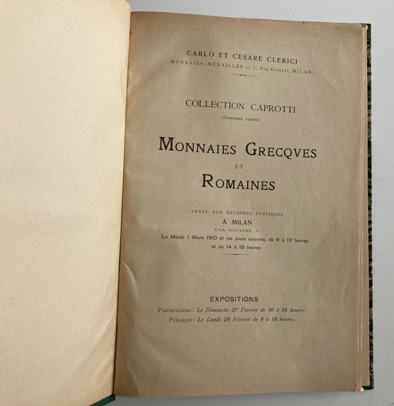 Clerici C.C. Collection Caprotti Part 3. Monnaies Grecques et Romaines. Milan 01...