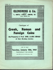 GLENDINING & CO. London, 18 – Juanary, 1949. Collection Prof. EMIL LAJOS JONAS. Greek, roman and foreign coins. Pp. 23, lots 234, no plates. Paperback...