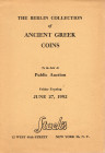 STACK'S. - New York, 27 - June, 1952. The Berlin collection. Ancient Greek coins. Pp 30, lots 923 - 1267, plates 7. paperback ed, price list Valutatio...
