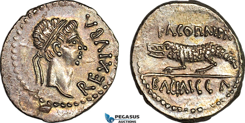 Mauretanian Kingdom. Juba II, with Cleopatra Selene (25 BC-AD 24). AR denarius (...