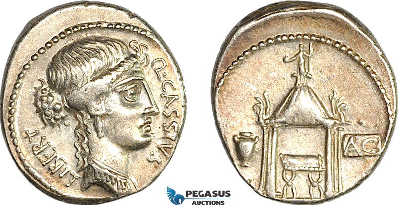 Roman Republic, Q. Cassius Longinus, (55 BC) AR Denarius (3.48g) Rome Mint, Vest...