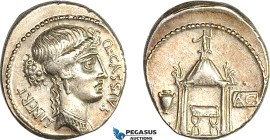 Roman Republic, Q. Cassius Longinus, (55 BC) AR Denarius (3.48g) Rome Mint, Vesta Temple / Forum Romanum, Cr. 428/2, Much remaining luster, EF, Proven...