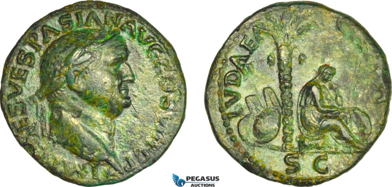 Roman Empire, Vespasian (AD 69-79) Æ As (9.69g) Rome Mint, AD 77-78, JUDAEA CAPT...