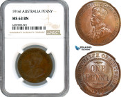 Australia, George V, 1 Penny 1916 I, Calcutta Mint, KM# 23, NGC MS63BN