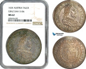 Austria, Ferdinand II, Taler 1624, Graz Mint, Silver, Dav-3106, Old cabinet toning! NGC MS62