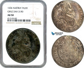 Austria, Ferdinand III, Taler 1654, Graz Mint, Silver, Dav-3190, Old cabinet toning! NGC AU50