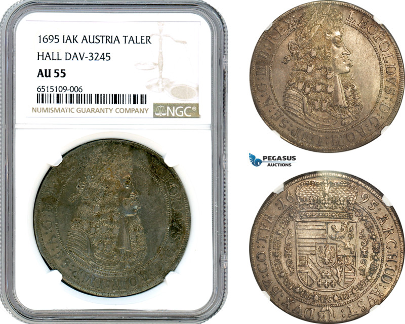 Austria, Leopold I, Taler 1695, Hall Mint, Silver, Dav-3245, Dark cabinet toning...