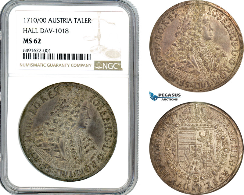 Austria, Joseph I, Taler 1710/00, Hall Mint, Silver, Dav-1018, Old cabinet tonin...