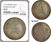 Austria, Karl VI, Taler 1717, Vienna Mint, Silver, Dav-1035, Rainbow Toning! NGC MS62