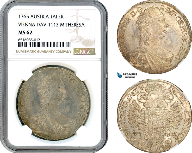 Austria, Maria Theresia, Taler 1765, Vienna Mint, Silver, Dav-1112, Lustrous wit...