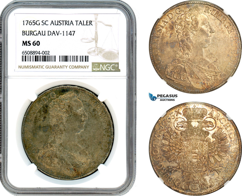 Austria, Maria Theresia, Taler 1765 G/SC, Günzburg Mint, Silver, Dav-1147, Lustr...