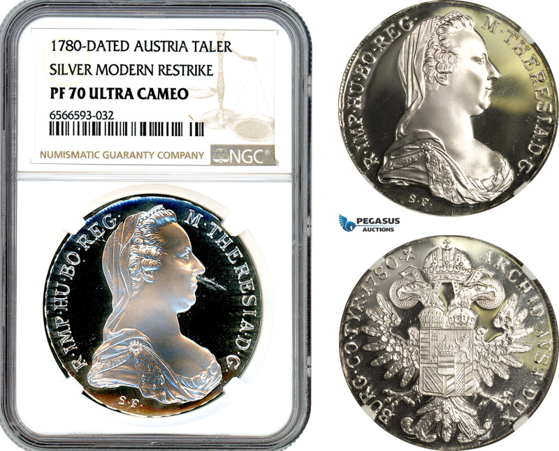 Austria, Maria Theresia, Taler 1780 SC, Vienna Mint, Silver, Modern Restrike, NG...