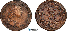 Austria, Franz I, 1 Kreuzer 1761 NB, Nagybanya Mint, Her. 647, Conditionally Rare! VF-EF