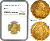 Austria, Joseph II, Ducat 1786 F, Hall Mint, Gold, Her. 58, Fantastic mirror surfaces, conditionally rare! NGC MS63