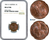 Austria, Franz Joseph, 1 Kreuzer 1861 A, Vienna Mint, KM# 2186, NGC MS67BN, Top Pop! Single finest graded!
