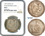 Austria, Franz Joseph, 2 Florin 1879, Vienna Mint, Silver, KM# M5 (Silver Wedding Anniversary) NGC MS61