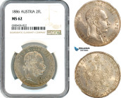 Austria, Franz Joseph, 2 Florin 1886, Vienna Mint, Silver, KM# 2233, Light toning! NGC MS62