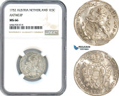 Austrian Netherlands, Maria Theresia, 1 Escalin 1752, Antwerp Mint, Silver, Vanhoudt 821AN, Blast white! NGC MS66, Top Pop! Single finest graded!