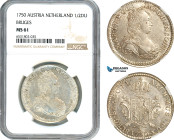 Austrian Netherlands, Maria Theresia, 1/2 Ducaton 1750, Bruges Mint, Silver, Her. 1900, Blast white! NGC MS61, Top Pop! Single finest graded!