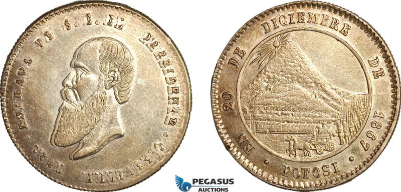 Bolivia, Silver Medal 1867, General Melgarejo December visit to Potosi, Double s...