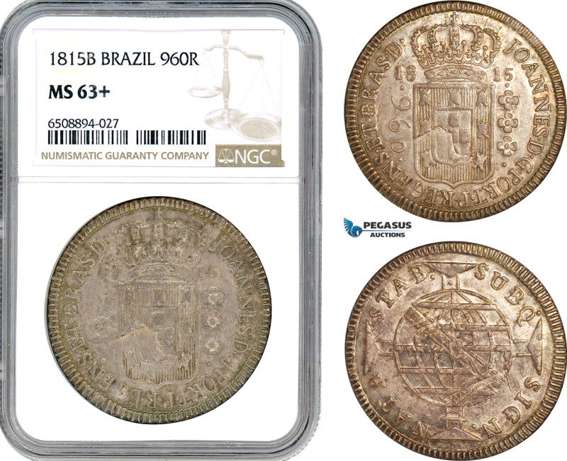 Brazil, Joao, Prince Regent, 960 reis 1815 B, Bahia Mint, Silver, KM# 307.1, Hos...