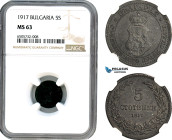 Bulgaria, Ferdinand I, 5 Stotinki 1917, Kremnica Mint, KM# 24a, NGC MS63