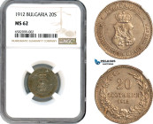 Bulgaria, Ferdinand I, 20 Stotinki 1912, Kremnica Mint, KM# 26, Fully frosted! NGC MS62