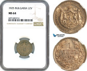 Bulgaria, Boris III, 1 Lev 1925, Poissy Mint, KM# 37, NGC MS64 (Wrongly labbeled as Brussels)