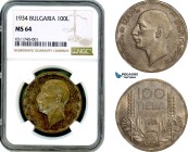 Bulgaria, Boris III, 100 Leva 1934, Silver, KM# 45, Old toning! NGC MS64