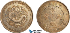 China, Szechuan, 7 Mace 2 Candareens (Dollar) ND (1909-11) Chengdu Mint, Silver (26.76 g) L&M 352, Inverted "A", Light wear, some remaining luster! VF...