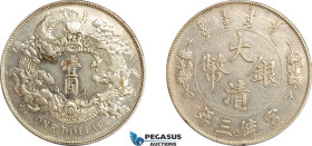 China, Republic, Dollar Yr. 3 (1911) Tientsin Mint, Silver (26.93 g) L&M 36, No period after DOLLAR, Cleaned, small chopmark, VF-EF