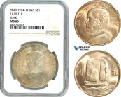 China, Republic, Dollar Yr. 23 (1934) Shanghai Mint, Silver, L&M 110, Light champagne toning, NGC MS63