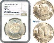 China, Republic, Dollar Yr. 23 (1934) Shanghai Mint, Silver, L&M 110, Blast white!, NGC MS63+
