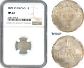 Curacao (Netherlands West Indies), Willem I, 1 Stuiver 1822, Utrecht Mint, Silver, Grey toning with full Mint brilliance! NGC MS66, Top Pop! Single fi...