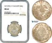 Egypt (Ottoman Empire) Abdul Hamid II, 5 Qirsh AH1293//17 W, Misr Mint, Silver, KM# 296, Light toning with full Mint luster, NGC MS62